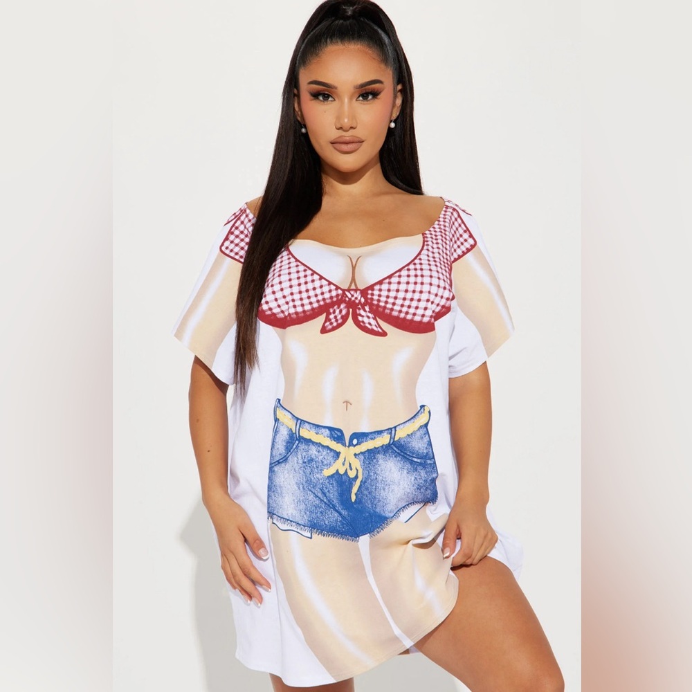 VINTANGE COUNTRY GIRL BODY OVERSIZED T-SHIRT SWIMSUIT COVER-UP 🌟NWOT🌟